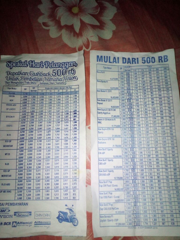 cicilan motor yamaha dan honda