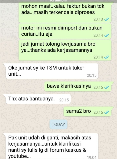 KTM RC250 bermasalah faktur dan suratnya