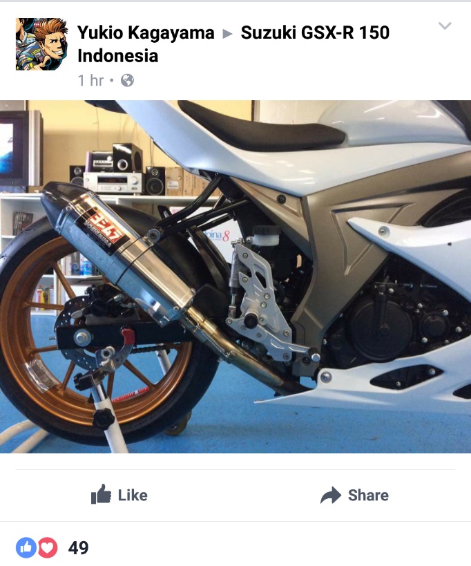 Suzuki GSX-R150 pakai knalpot yoshimura 
