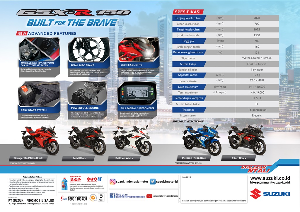 spesifikasi Suzuki GSX-R150 shutter key