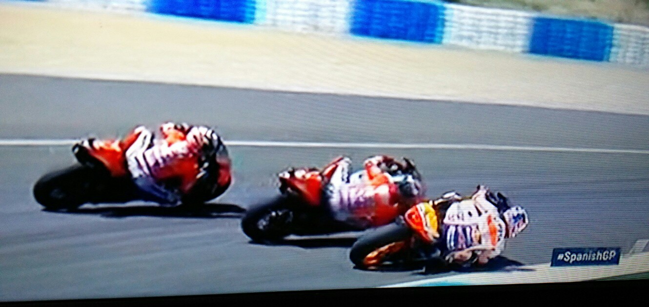 Dovizioso, Lorenzo, Pedrosa Crash Jerez