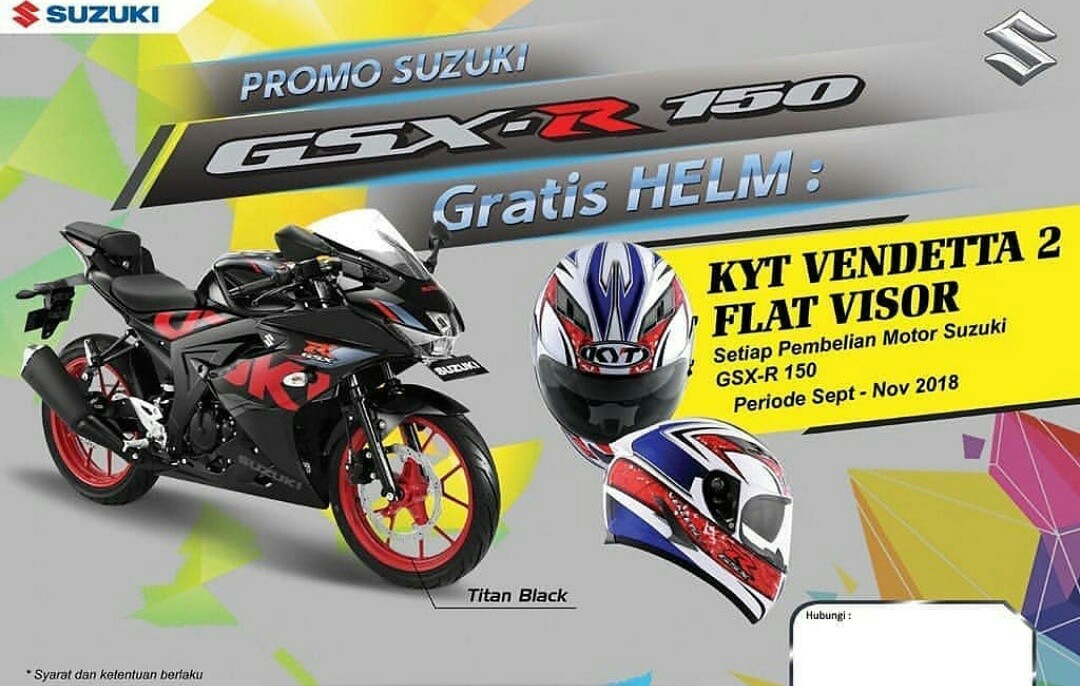 promo suzuki gsx-r150 helm kyt vendetta 2 flat visor