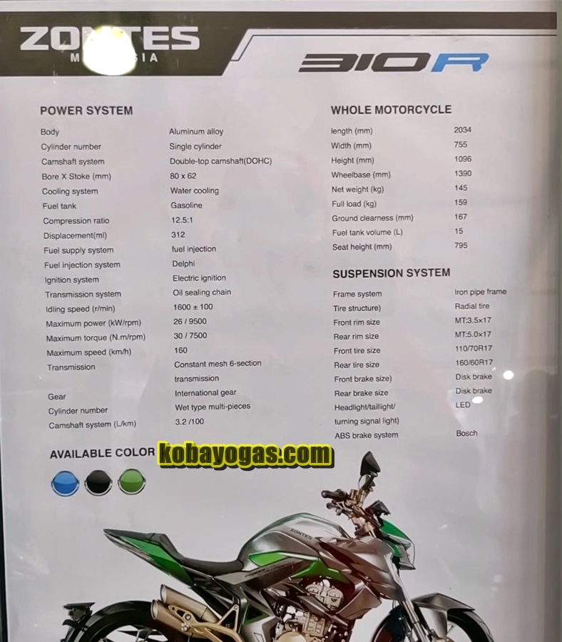 zantos 310r specs